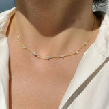 Stainless Steel 4 Leaf CZ Necklace - 2 Colours - 2 Designs