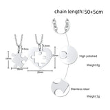 2PCS/Set Stainless Steel Puzzle Heart Necklace