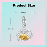 925 Sterling Silver Star Zodiac Sign CZ Hanging Charm - 12 Options