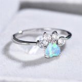 Fashion Created Opal/CZ Paw Ring - 3 Colours
