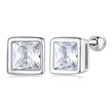 925 Sterling Silver Simple CZ Small Ball/Flat Back Studs - 12 Options