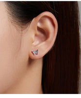 925 Sterling Silver Multi-Colour Butterfly Stud Earrings