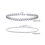 Stainless Steel 2pcs Mixed Link Bracelet Set - 12 Options - 3 Lengths