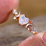 Fashion Faux Opal Heart Colour Ring - 2 Colours