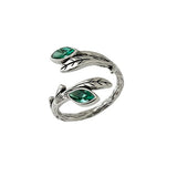 Fashion Green Leaf Open Ring