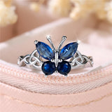 Fashion Blue CZ Butterfly Ring - 2 Colours