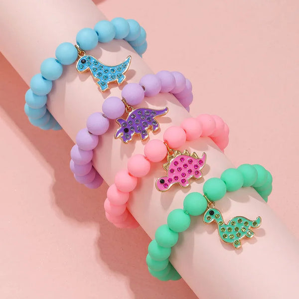 4Pcs/Set Mixed Candy Colour Dinosaur Bracelets