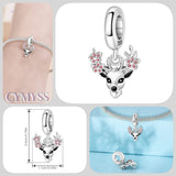 925 Sterling Silver Floral Deer Hanging Charm