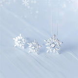 925 Sterling Silver Snowflake Necklace or Earrings