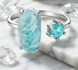 Fashion Amazonite Aquamarine Open Ring