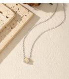 925 Sterling Silver Rose Cut Light Yellow CZ Octagon Necklace - 2 Options
