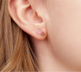 925 Sterling Silver Sakura Cut Screw-back Ear Stud Earrings - 2 Colours
