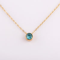 Stainless Steel Round Birthstone Pendant Necklace - 2 Colours - 12 Options