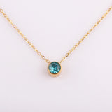 Stainless Steel Round Birthstone Pendant Necklace - 2 Colours - 12 Options