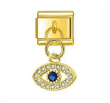 Stainless Steel Evil Eye Gold Colour Hanging Italian Charm