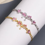 Fashion Pink Cubic Zirconia Bow Bracelet - 2 Options