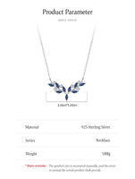 925 Sterling Silver Blue Leaf Pendant Necklace