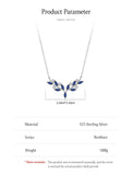 925 Sterling Silver Blue Leaf Pendant Necklace