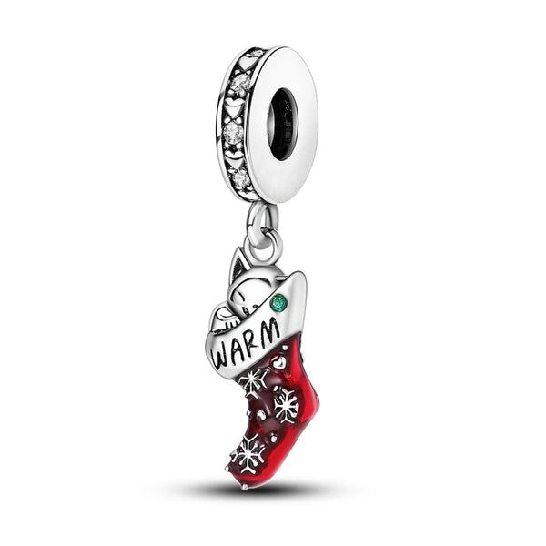 925 Sterling Silver Xmas Stocking Hanging Charm
