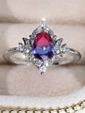 Fashion Pear Rainbow CZ Crescent Moon Ring