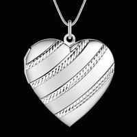 925 Sterling Silver Photo Heart Pendant - 6 Chain Lengths