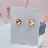 S925 Sterling Silver Multi Faceted 12MM Round Crystal Studs - 8 Options