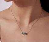 925 Sterling Silver Triple Stone Necklace