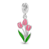 925 Sterling Silver Flower Hanging Charm - 17 Options