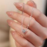 925 Sterling Silver Elegant Heart Cubic Zirconia Necklace - 2 Colours