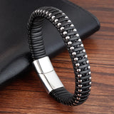 Stainless Steel Braided Rope Leather Bracelet - 5 Designs