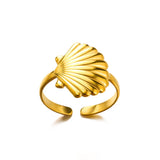 Stainless Steel Sea Themed Gold Coloured Adjustable Ring - 30 Options