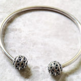 925 Sterling Silver Zig Zag Open Bangle