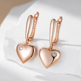 Fashion Rose Gold Colour Heart Drop Earrings