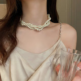 Fashion Plaited Pearl Choker Necklace