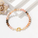 Natural Stone Rondelle Bead Bracelet - 5 Options