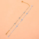 Rhinestone Blue Evil Eye Ankle Bracelet - 4 Options