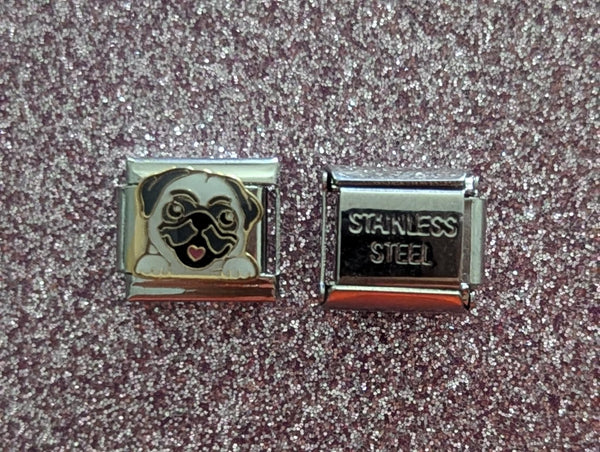 Stainless Steel Pug Italian Charm