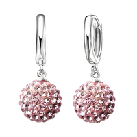 925 Sterling Silver Pave Disco Ball Hoop Lever back Earrings - 9 Colours