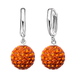 925 Sterling Silver Pave Disco Ball Hoop Lever back Earrings - 9 Colours