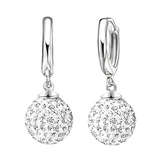925 Sterling Silver Pave Disco Ball Hoop Lever back Earrings - 9 Colours