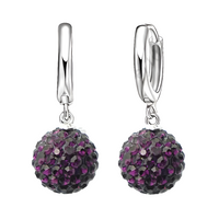 925 Sterling Silver Pave Disco Ball Hoop Lever back Earrings - 9 Colours