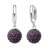 925 Sterling Silver Pave Disco Ball Hoop Lever back Earrings - 9 Colours