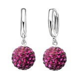 925 Sterling Silver Pave Disco Ball Hoop Lever back Earrings - 9 Colours