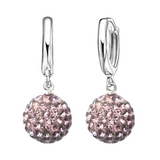 925 Sterling Silver Pave Disco Ball Hoop Lever back Earrings - 9 Colours