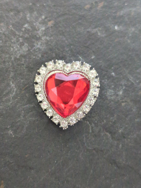 Red Crystal Heart Snap Charm