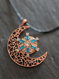 Fashion Rose Gold Colour Crescent Moon Snap Necklace