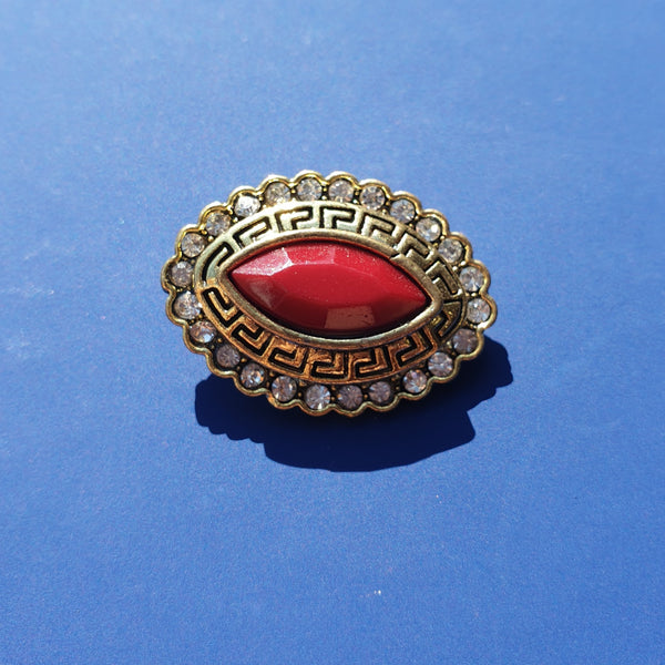 Greek Inspired Red Stone Snap Charm