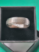 Stainless Steel Cris-Cross Spinner Band Ring  - Size Y