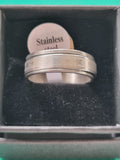 Stainless Steel Stars Spinner Ring  - Size T
