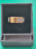 Stainless Steel Gold Ridged Band  Ring  - Size T